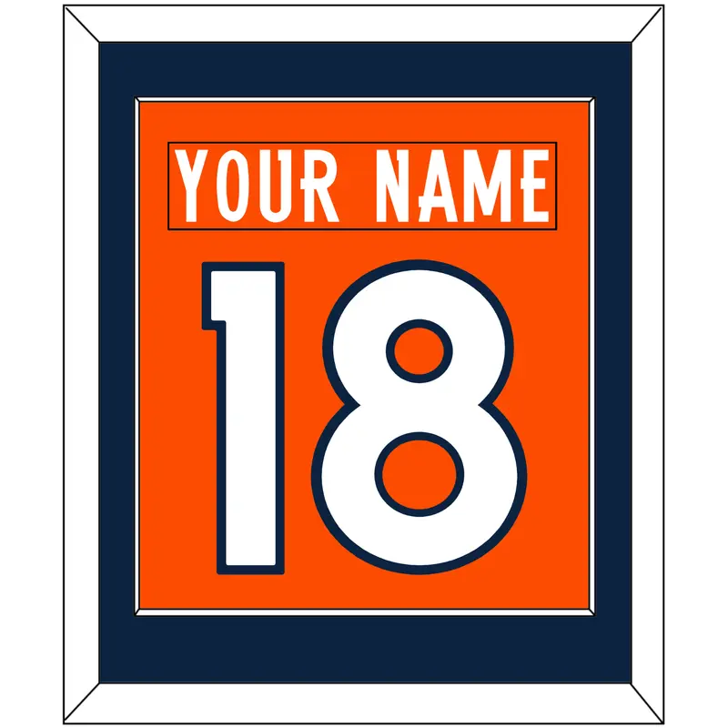 Denver Nameplate & Number (Back) Combined - Home Orange (2012-2023) - Single Mat 2