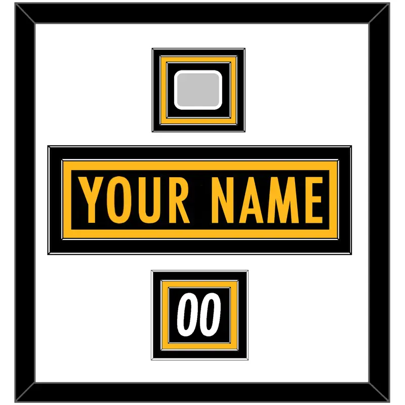 Pittsburgh Nameplate, Number (Shoulder) & Super Bowl Jersey Patch - Home Black - Triple Mat 1