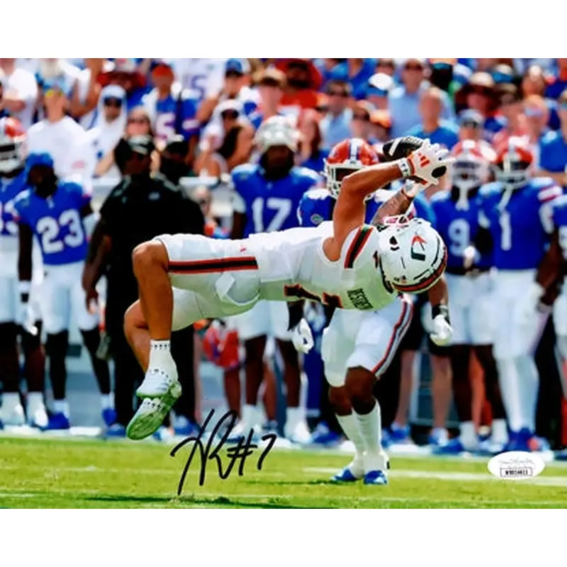 Xavier Restrepo Autographed Miami Hurricanes (Horiz Catch) 8x10 Photo - JSA