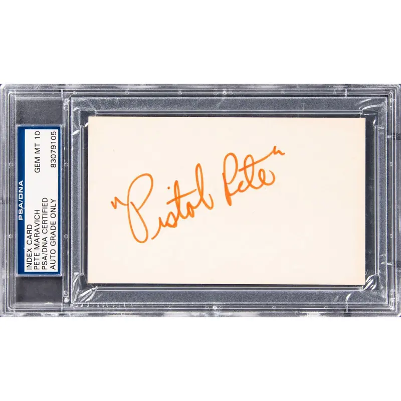 Pete Maravich "Pistol Pete" Signed Index Card  PSA/DNA GEM MT 10 Auto