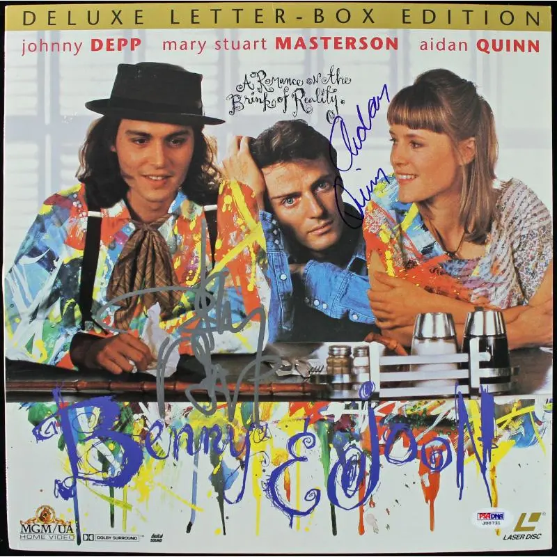 Johnny Depp & Adain Quinn Benny & Joon Signed Laserdisc Cover PSA/DNA #J00731