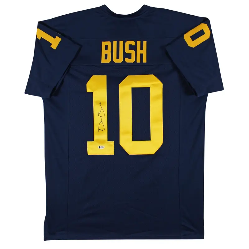 Michigan Devin Bush Authentic Signed Navy Blue Pro Style Jersey BAS Witnessed