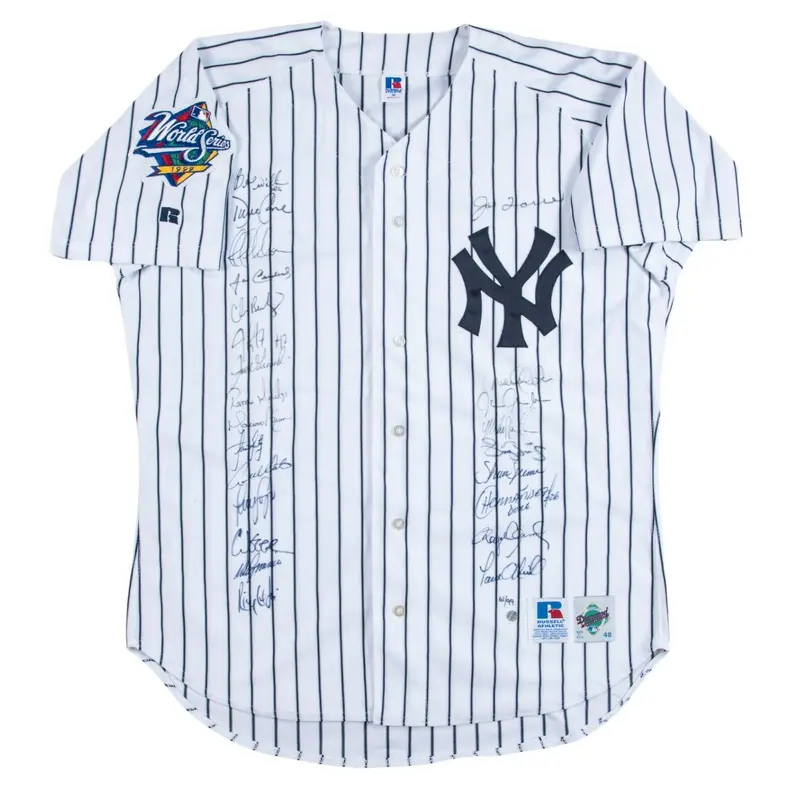 1999 Yankees Team Signed World Series Jersey Derek Jeter Mariano Rivera Beckett
