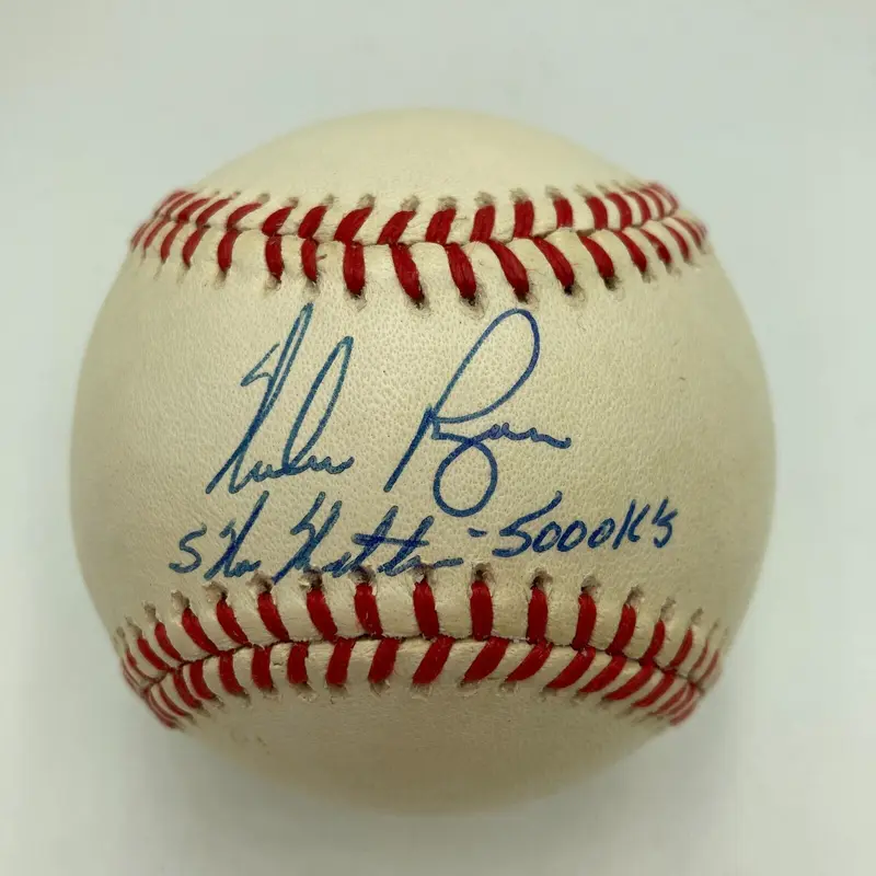 Nolan Ryan 5 No Hitter- 5,000 K's Signed Baseball Beckett Certified