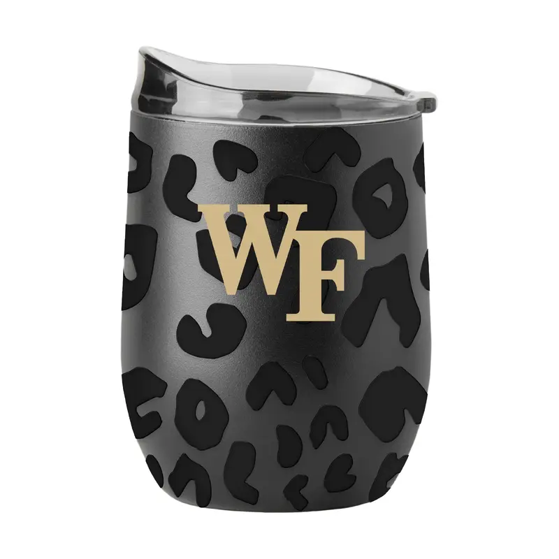 Wake Forest Leopard 16oz Black Powdercoat Curved Beverage