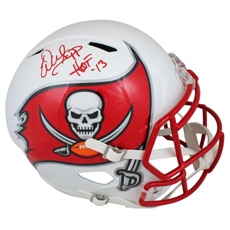 Buccaneers Warren Sapp "HOF 13" Signed Flat White Full Size Speed Rep Helmet BAS