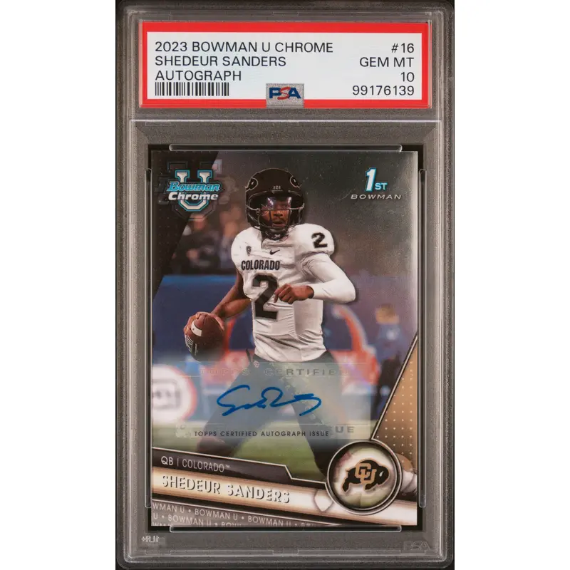 Shedeur Sanders 2023 Bowman Chrome University Auto PSA 10 Gem Mint