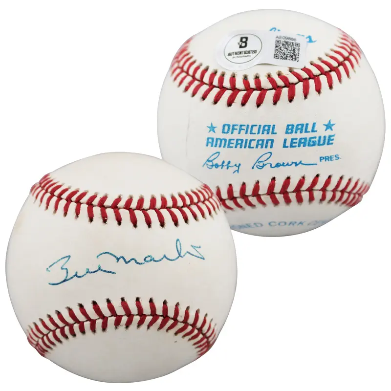 Yankees Billy Martin Authentic Signed Bobby Brown Oal Baseball BAS #AE09886