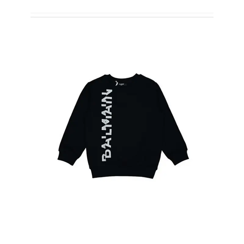 BALMAIN SWEATSHIRT W/ VERTICAL LOGO MINI ME BLK BT4P10 930AG