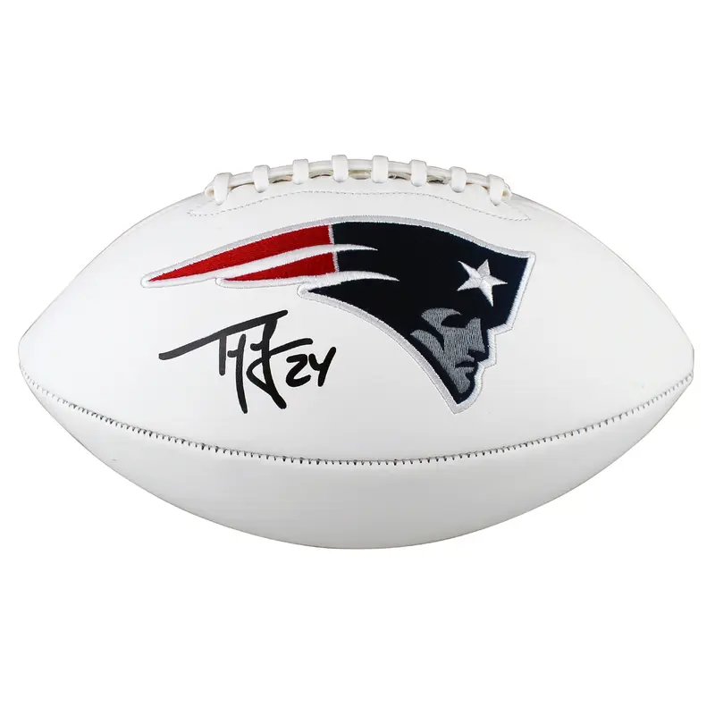 Patriots Ty Law Authentic Signed White Panel Logo Football BAS Witnessed