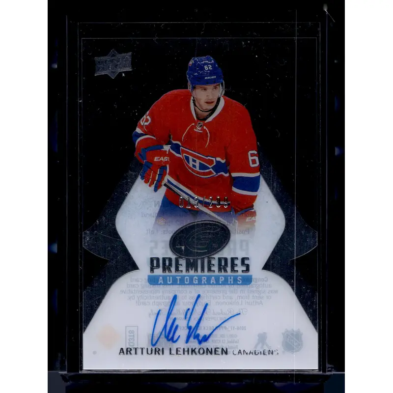 2016-17 Upper Deck Ice - Premieres Autographs - Artturi Lehkonen #IPA-AL /299 RY