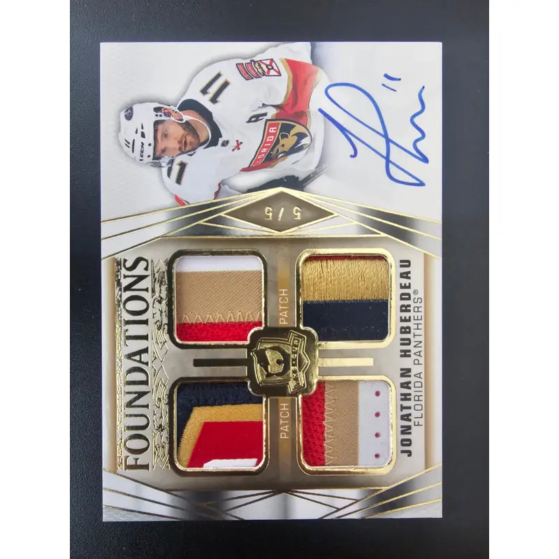 2020-21 Upper Deck The Cup - Foundations Quad - Patch Auto - Jonathan Huberdeau #F-JH /5