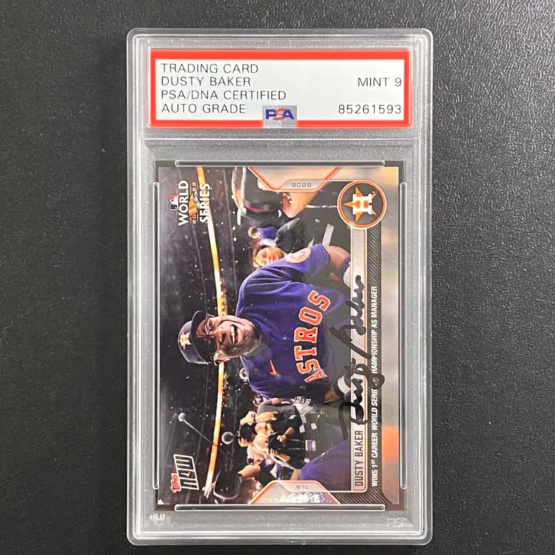 2022 Topps #1162 Dusty Baker Signed Card PSA Slabbed Mint 9 Astros