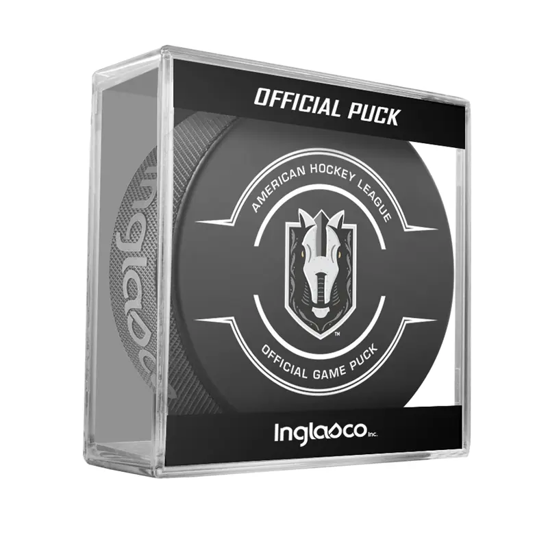 AHL Henderson Silver Knights 2024-25 Official Game Hockey Puck In Cube