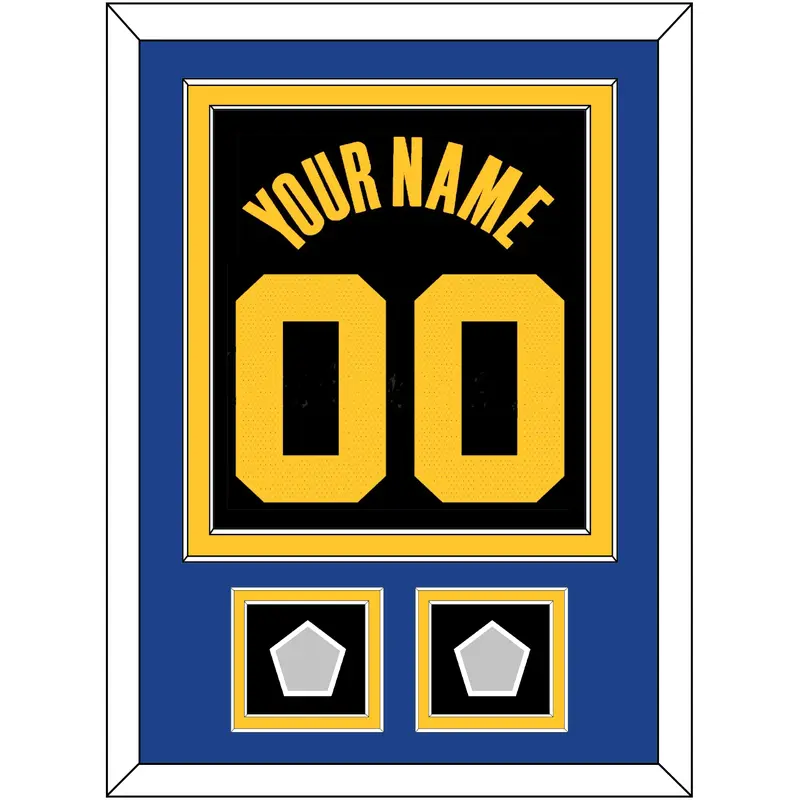Golden State Name & Number With 2 Finals Patches - Black City (2021-2022) - Double Mat 3