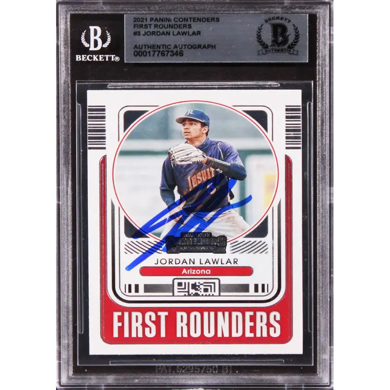 D-Backs Jordan Lawlar Signed 2021 Panini Contenders FR #3 Rookie Card BAS Slab