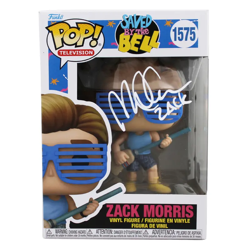 Mark-Paul Gosselaar Signed Zack Morris #1575 Funko Pop Figure BAS Wit #2W665667