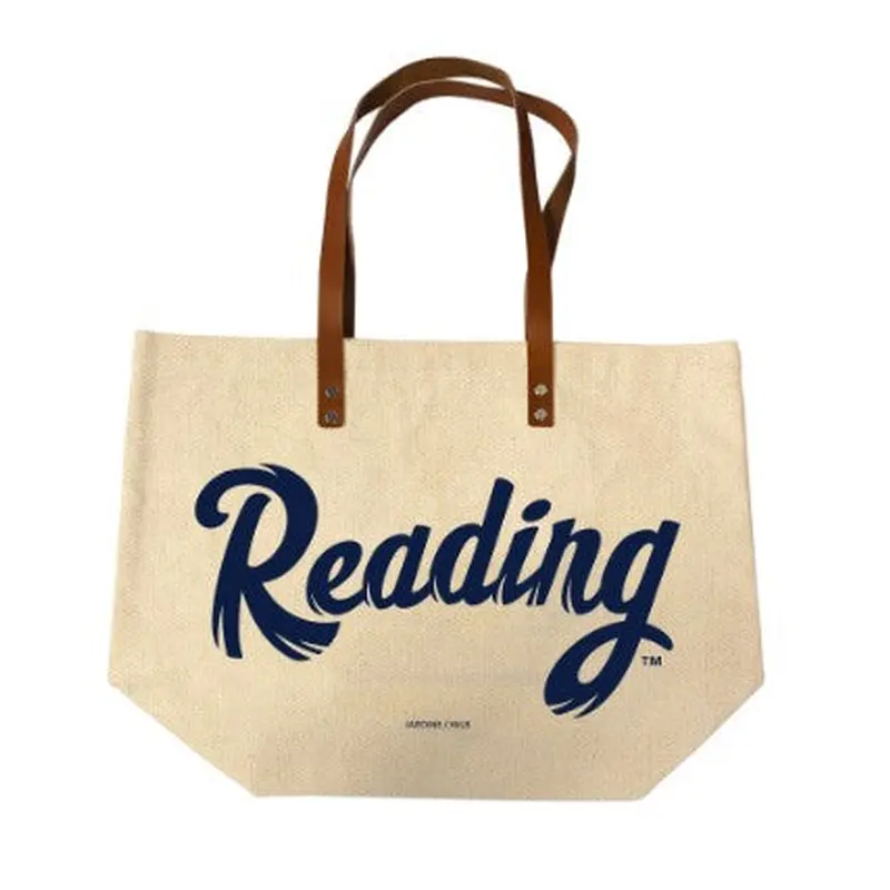 Reading Canvas Tote w/ Leather Handles