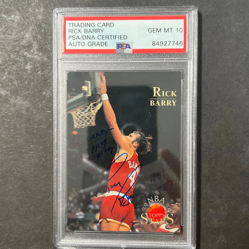 1996-97 Topps Stars #105 Rick Barry Signed Card AUTO 10 PSA Slabbed Warriors