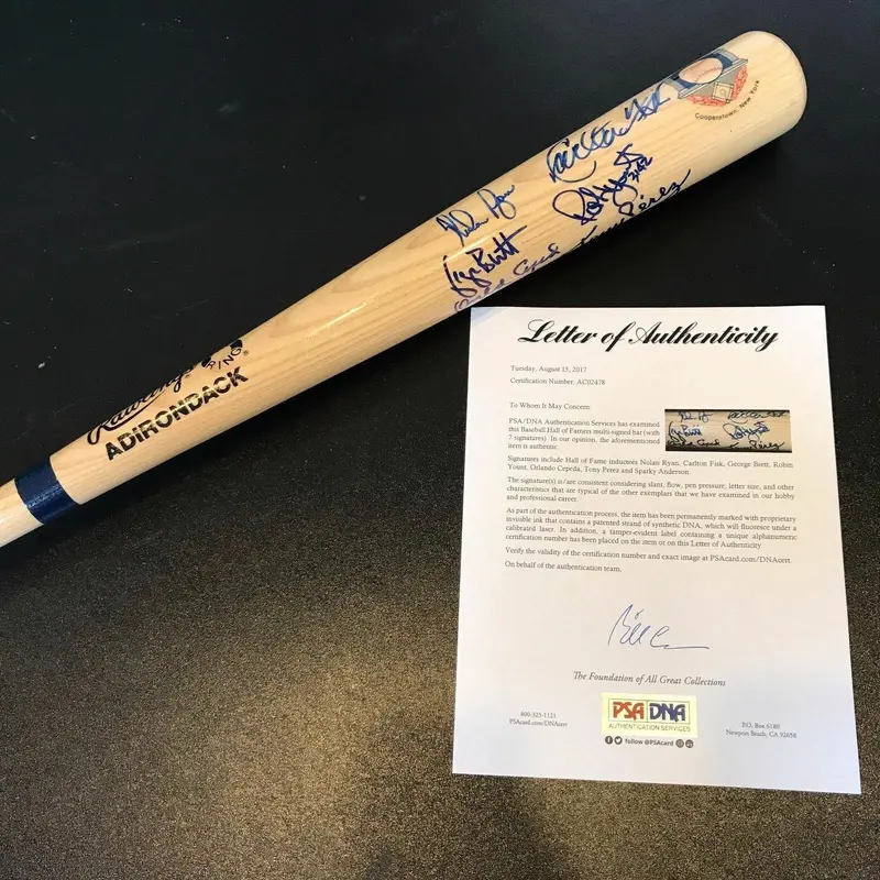 1999 HOF Induction George Brett Nolan Ryan Sparky Anderson Yount Signed Bat PSA