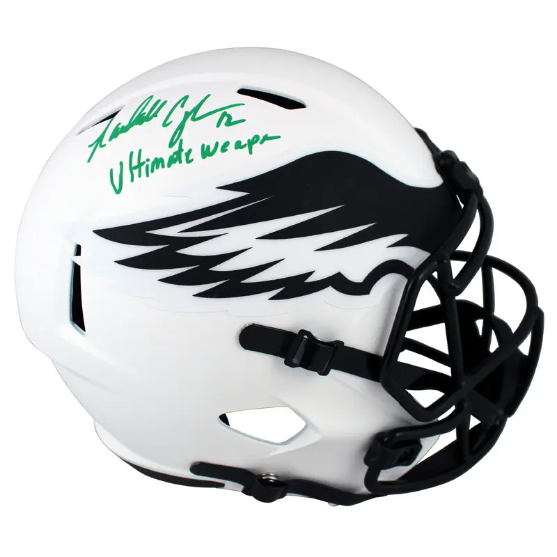 Eagles Randall Cunningham "UW" Signed Lunar Full Size Speed Rep Helmet BAS Wit