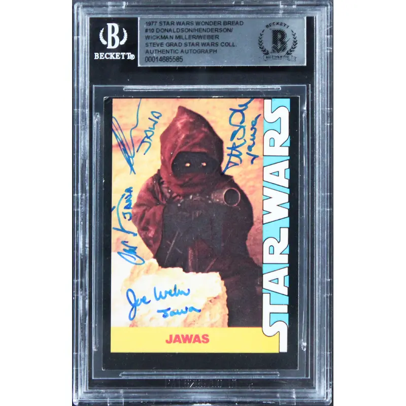 Star Wars (4) Donaldson, Weber +2 Signed 1977 SW Wonder Bread #10 Card BAS Slab