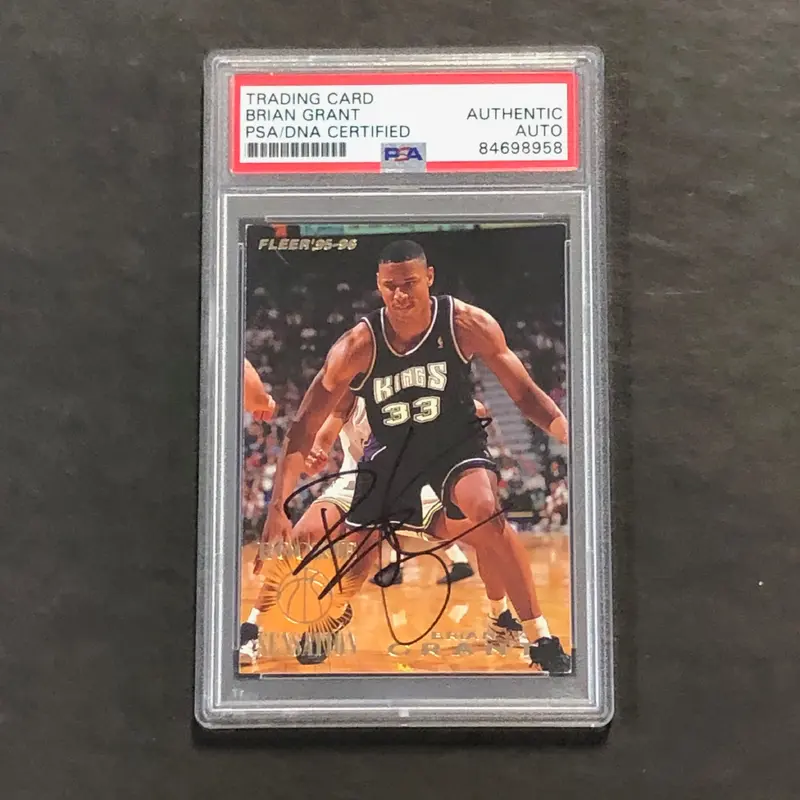 1995-96 Fleer #1 of 15 Brian Grant Signed Card AUTO PSA Slabbed Spurs