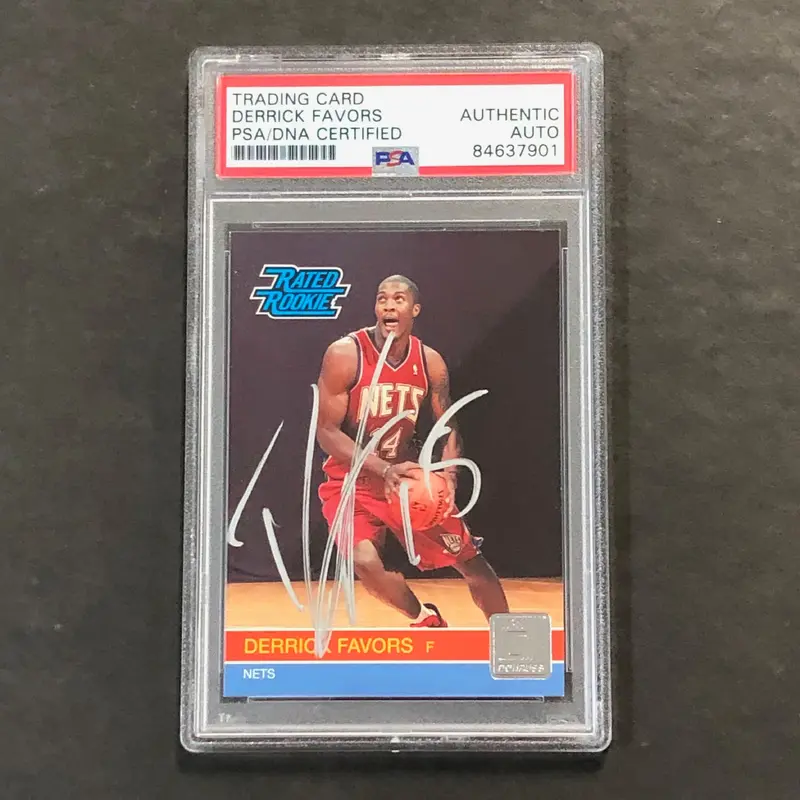 2010-11 Donruss Rated Rookie #230 Derrick Favors Signed Card AUTO PSA Slabbed Nets