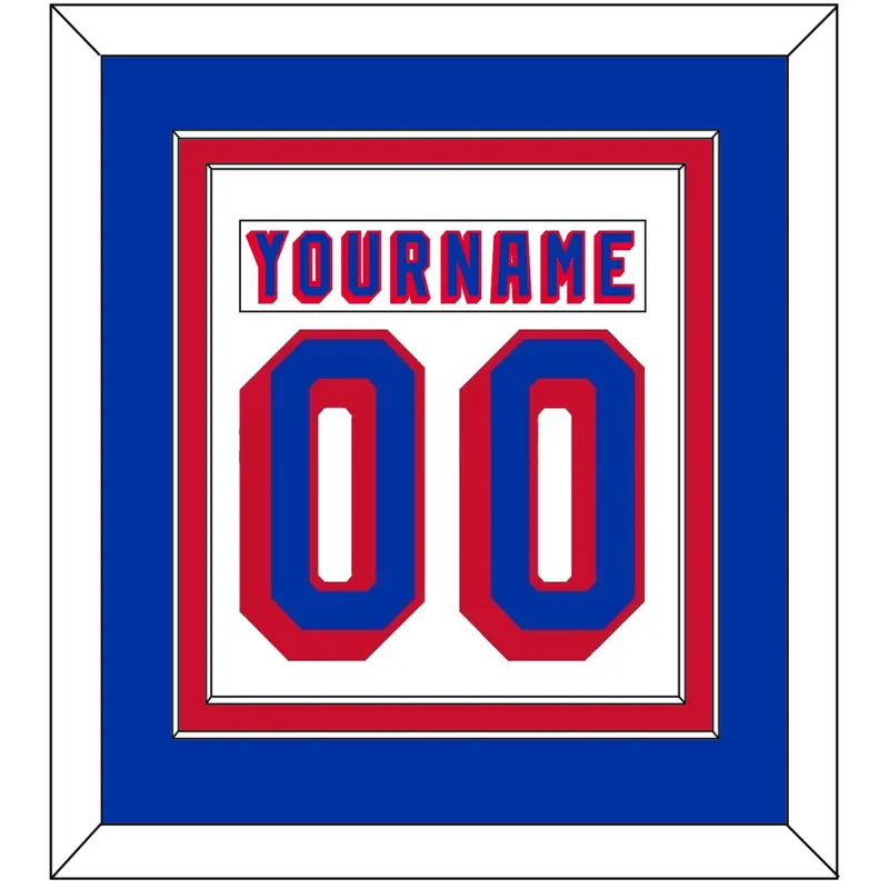 New York Nameplate & Number (Back) Combined - Home White (1978-1990) - Double Mat 2