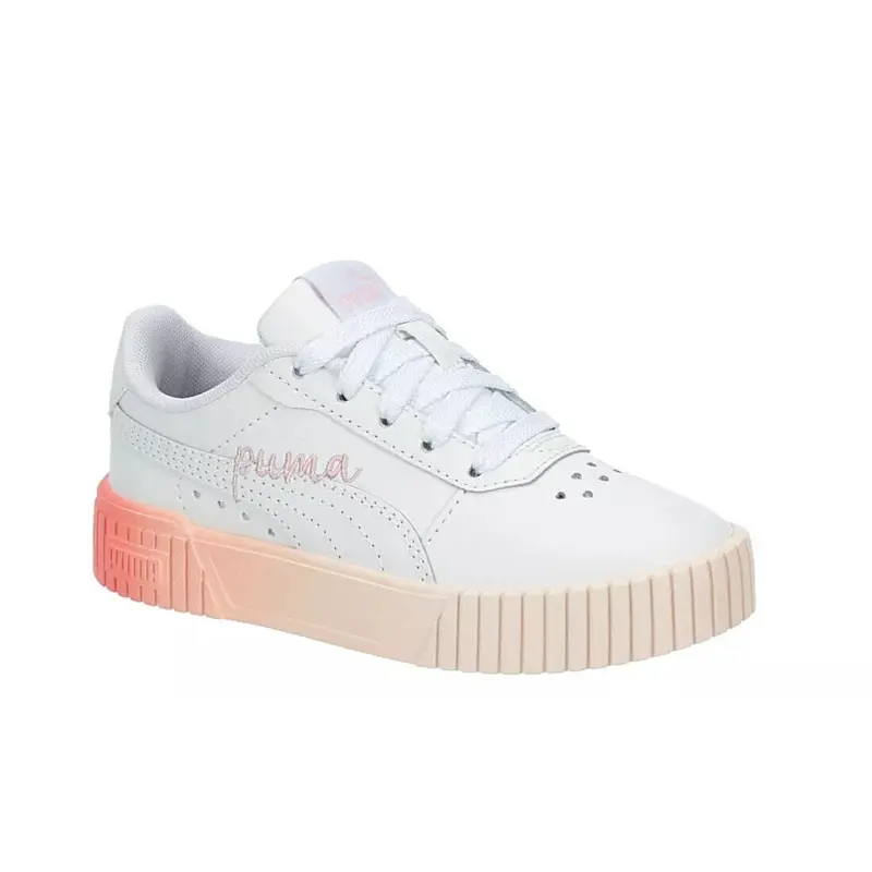 PUMA GIRLS WHITE PINK CARINA 2.0 LOTS OF LOVE JR 398235 01J