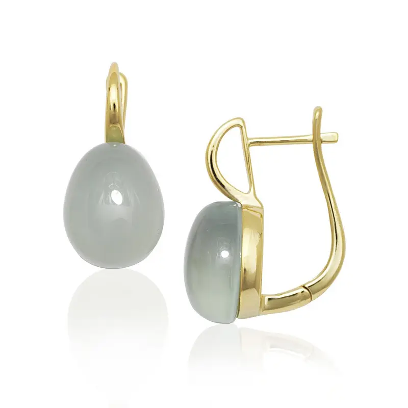 Sterling Silver Aqua Chalcedony Earrings - Gold Plated