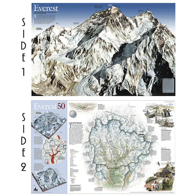 Mount Everest National Geographic 30x47 Wall Map 2-Sided Poster - NG Maps