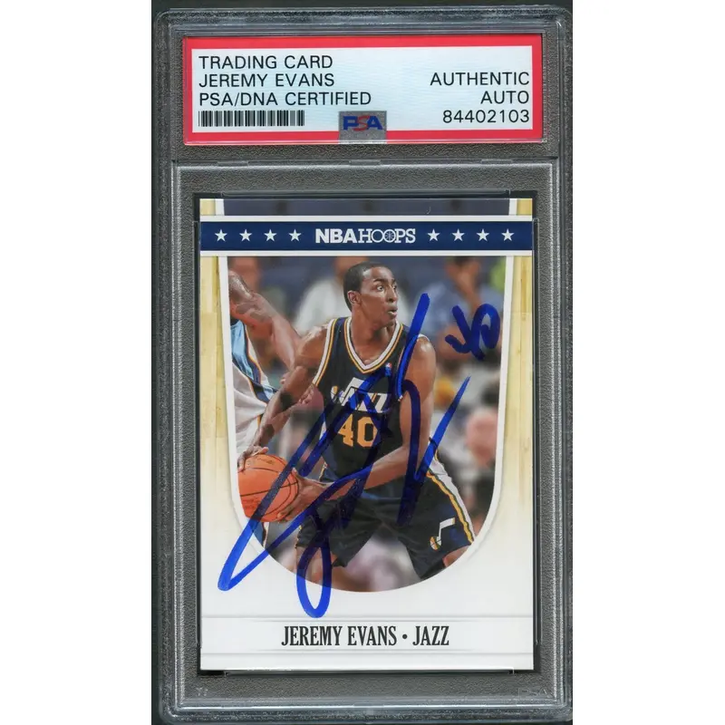 2011-12 NBA Hoops #232 Jeremy Evans Signed Card AUTO PSA Slabbed Jazz