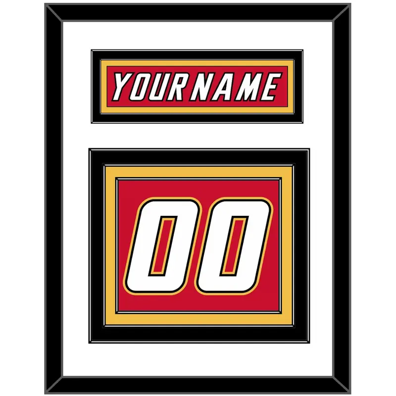 Calgary Nameplate & Number (Back) - Road Red (1995-2000) - Triple Mat 1