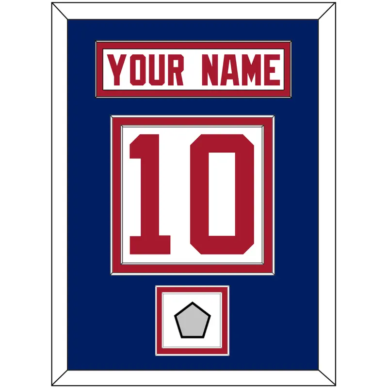 New York Nameplate & Number (Back) With Super Bowl Jersey Patch - Road White - Double Mat 2