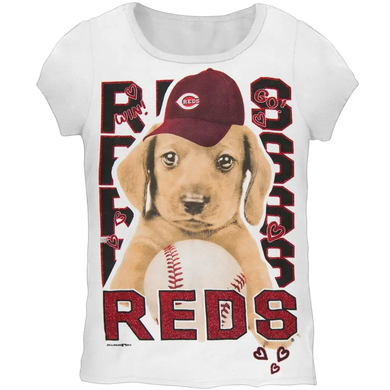 Cincinnati Reds - Puppy Dog Girls Youth T-Shirt