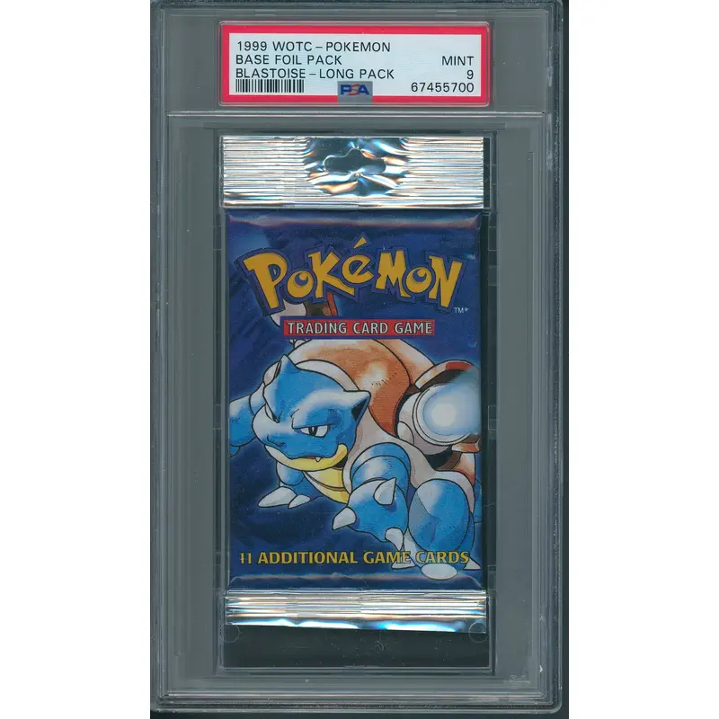 1999 WOTC Pokemon Base Unopened Foil Long Pack Blastoise PSA 9 *5700
