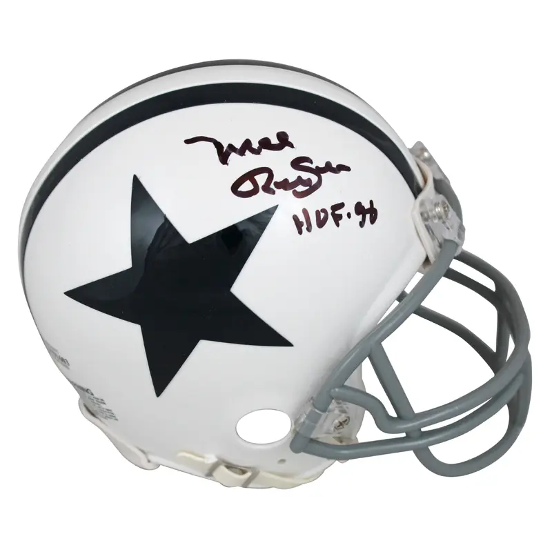 Cowboys Mel Renfro "HOF 96" Signed White Throwback Rep Mini Helmet BAS Witnessed