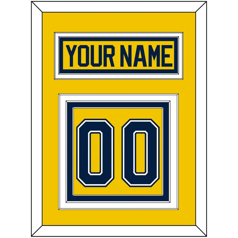 Michigan Hockey Nameplate & Number (Back) - Alternate Maize (2021-2023) - Triple Mat 2