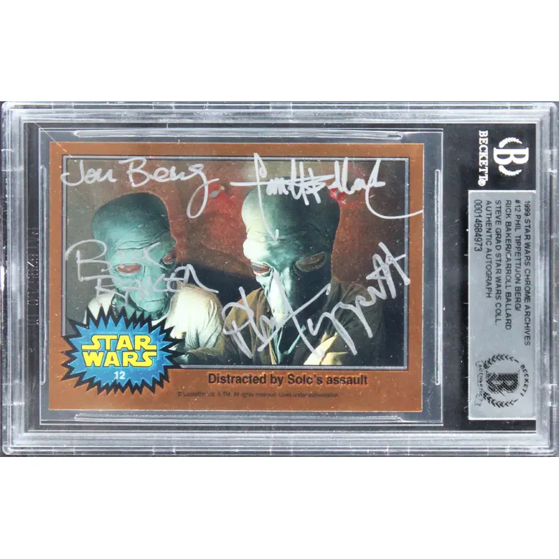 Star Wars (4) Baker, Tippett +2 Signed 1999 SW Chrome Arc #12 Card BAS Slabbed