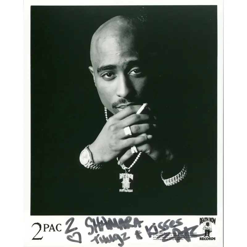 Tupac Shakur "Thugz & Kisses" Signed 8x10 B&W Promotional Photo JSA #XX22849
