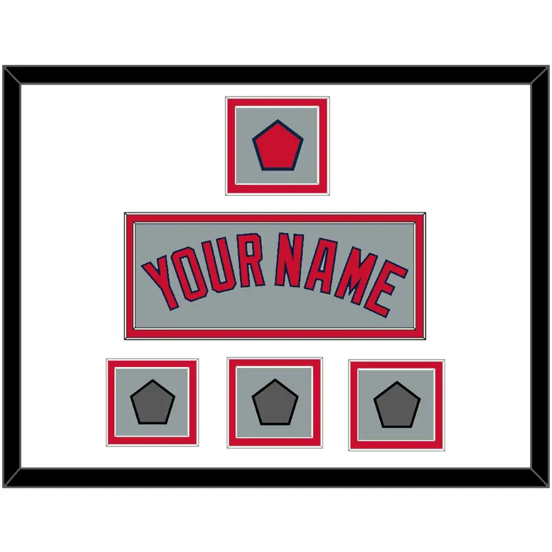Boston Name, Logo Patch & Three World Series Jersey Patches - Road Gray - Double Mat 1