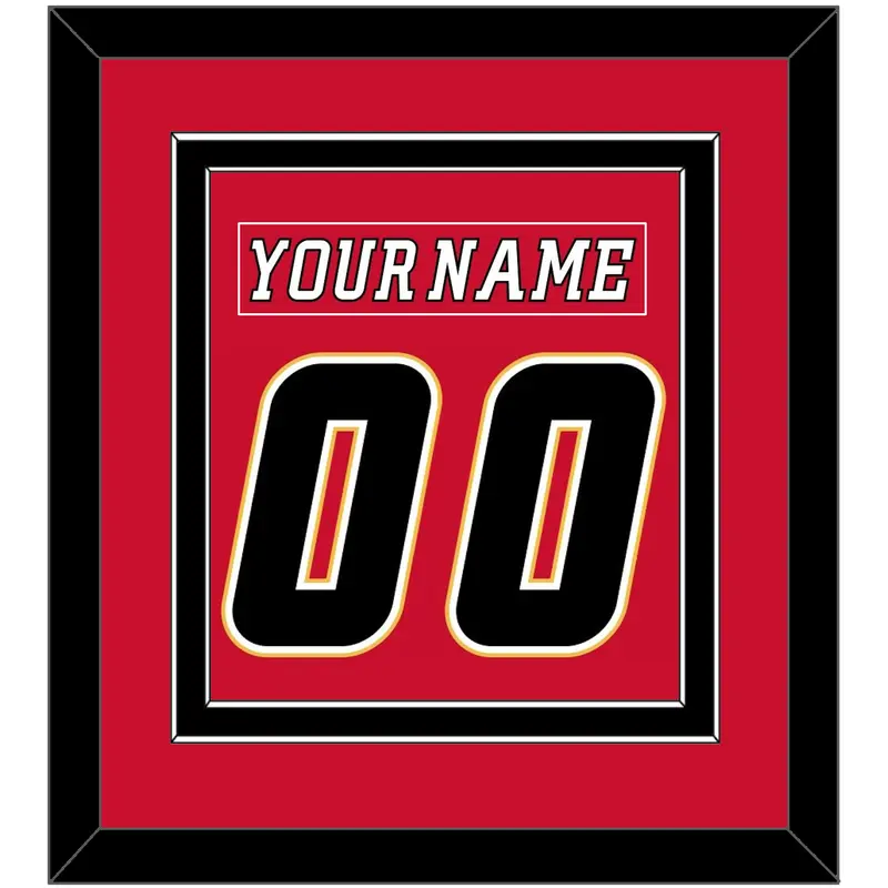 Calgary Nameplate & Number (Back) Combined - Home Red (2007-2017) - Double Mat 4