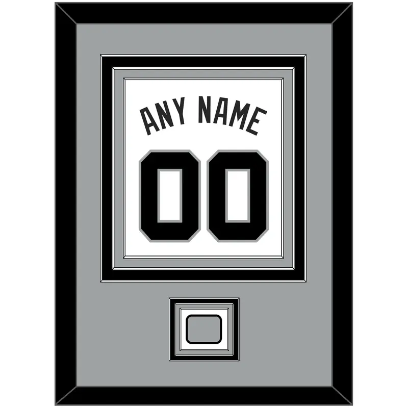 San Antonio Name & Numbers With Finals Patch - Home White (1989-2002) - Triple Mat 3