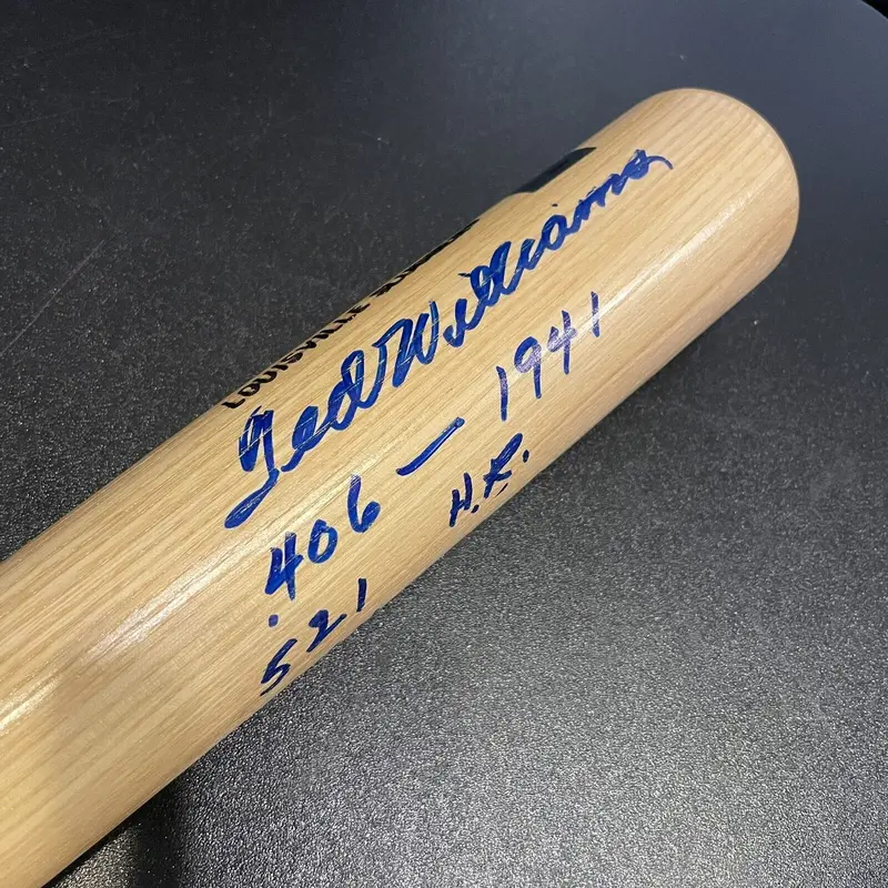 Mint Ted Williams Signed Heavily Inscribed Career STAT Baseball Bat JSA COA