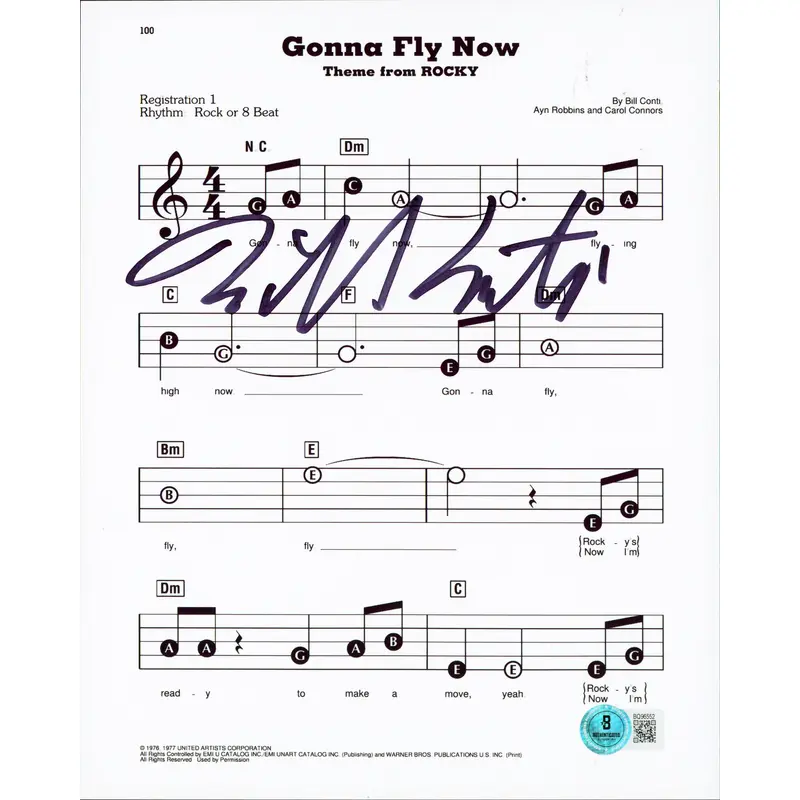 Bill Conti Rocky Authentic Signed 8x10 Music Sheet Vertical Photo BAS 3