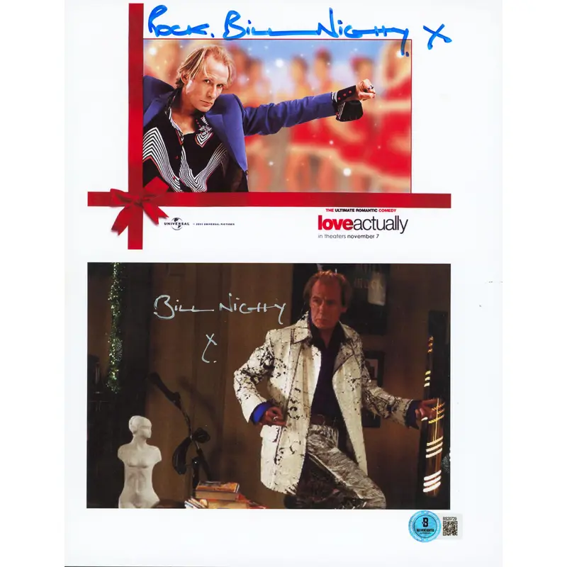 Bill Nighy Love Actually "Rock" Authentic 2x Signed 8.5x11 Photo BAS #BS20729