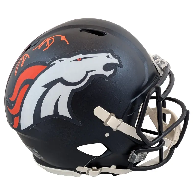 Broncos Shannon Sharpe Signed Full Size Speed Proline Helmet BAS Witnessed