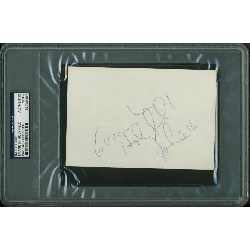 Evander Holyfield Boxing Authentic Signed 4X6 Index Card PSA/DNA Slabbed 3