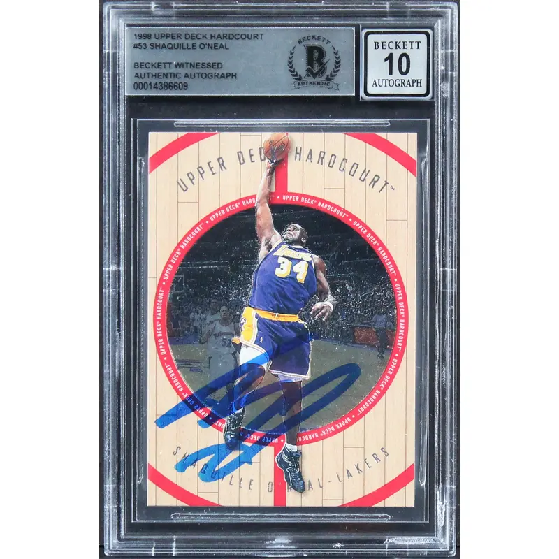 Shaquille O'Neal Signed 1998 Upper Deck Hardcourt #53 Card Auto 10! BAS Slabbed